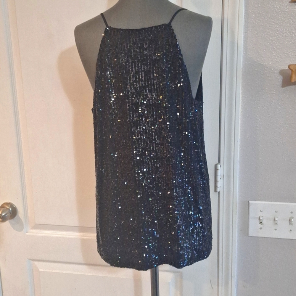 Black sequin tank top